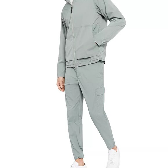 Men's Theory Haskel Kelso Piqué Packable Jacket in Steel Green - Picture 7 of 9